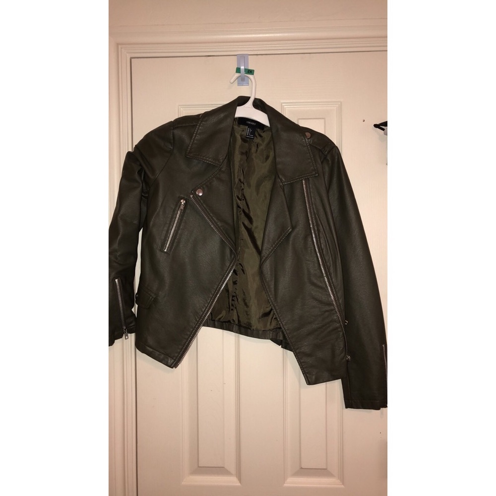 Forever 21 Olive Green Faux Leather Jacket